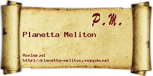 Planetta Meliton névjegykártya